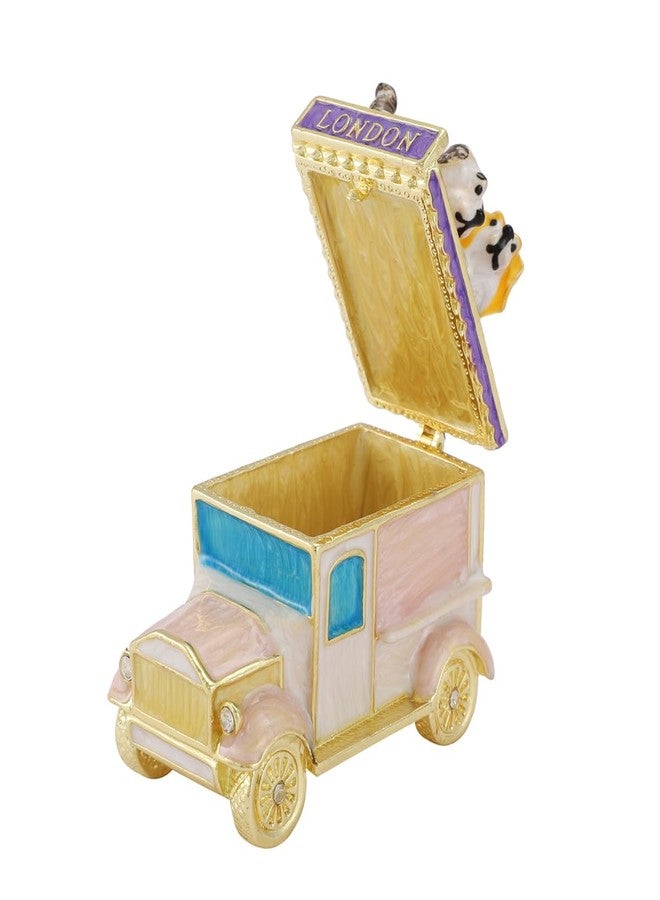 Furuida Cute Puppy Car Trinket Boxes Hand-Painted Enamel Jewelry Boxes Ornaments Craft Gift for Women Girls(Pink) - Image 3