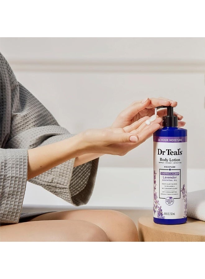 Dr. Teals Dr. Teal's Body Lotion Moisture + Smoothing Lavender Essential Oil, 532ml | Paraben & Phthalate Free | Pack of 1 - Image 2