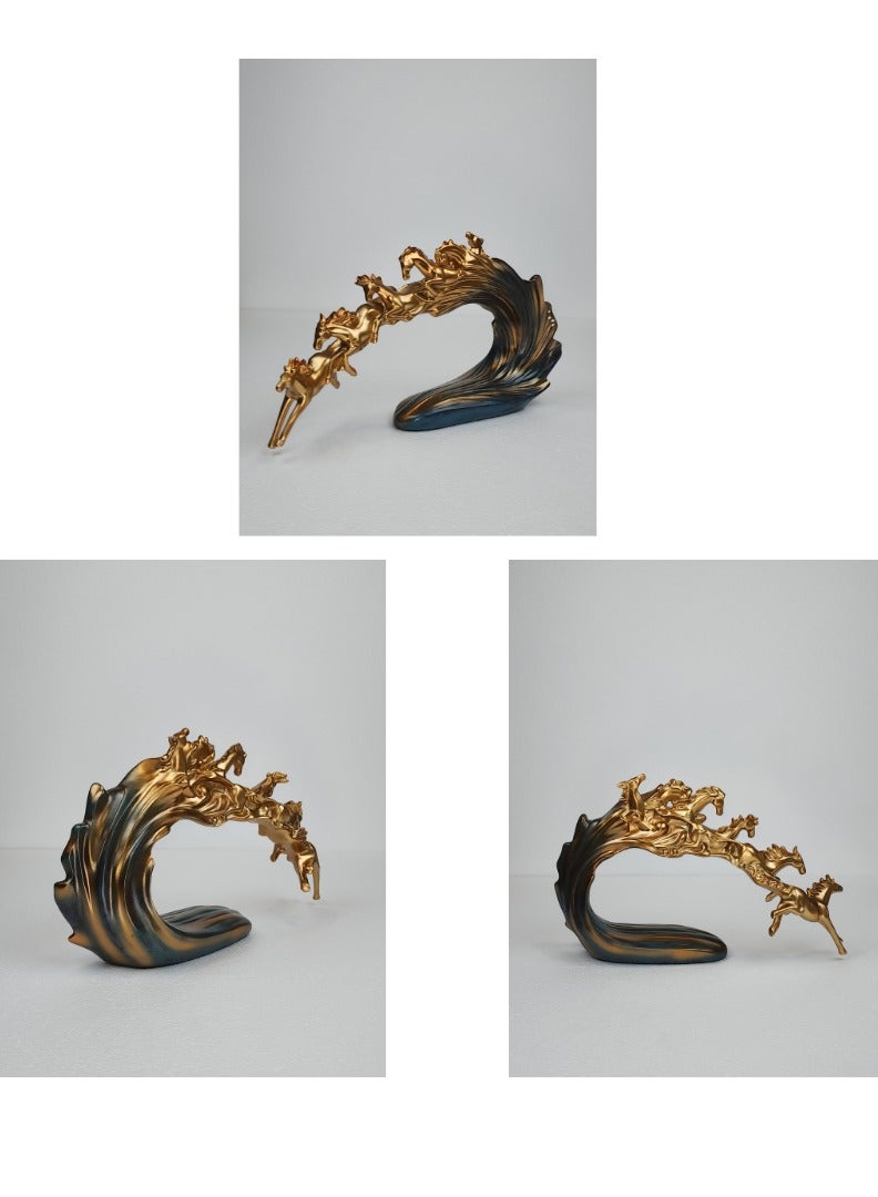 Elegant Golden Horse Figurine – Luxury Resin Decor Piece | 44 × 27.5 cm  - Image 2