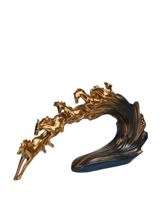 Elegant Golden Horse Figurine – Luxury Resin Decor Piece | 44 × 27.5 cm  - Image 1