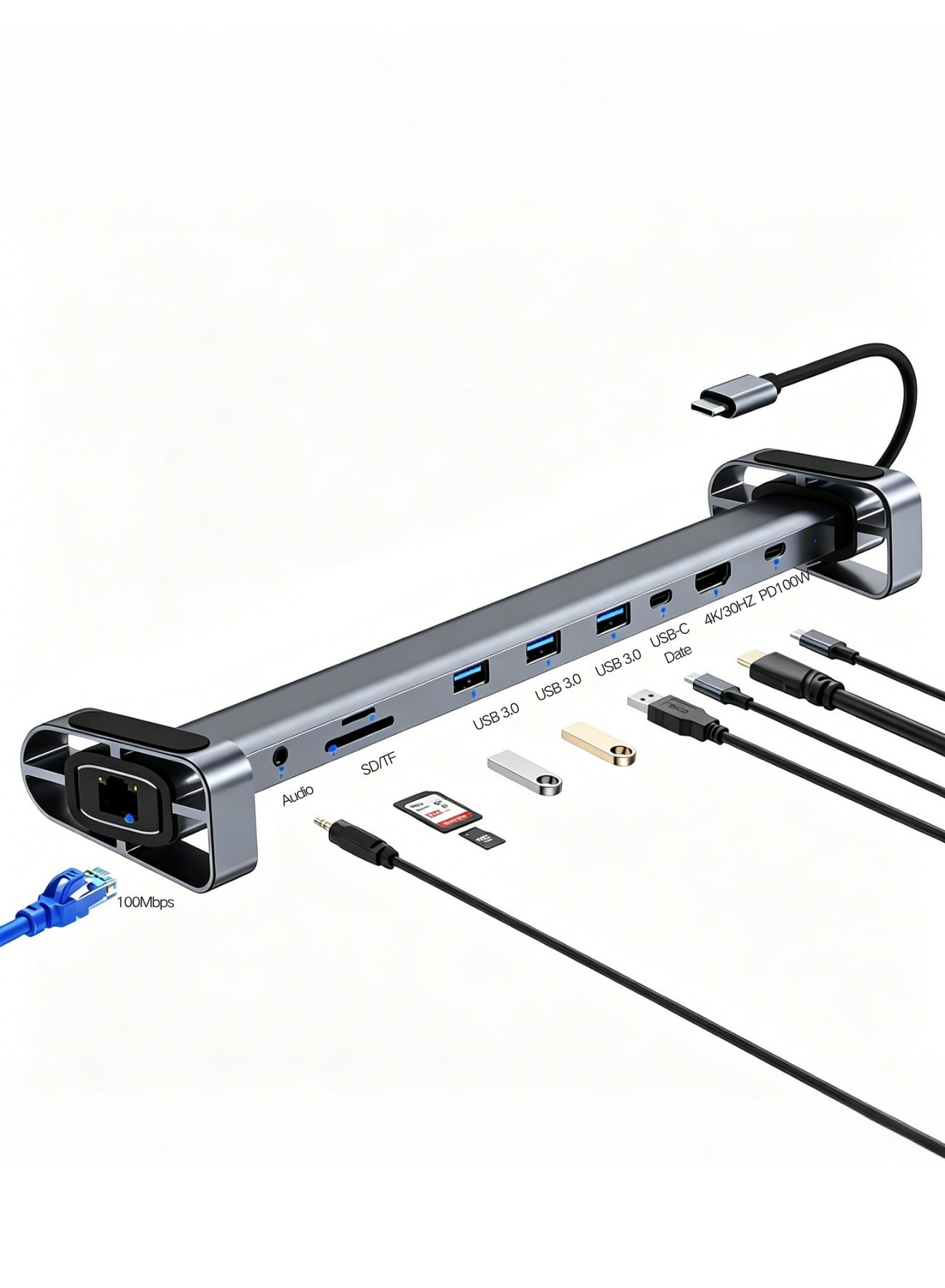sktshiketro sktshiketro قاعدة توصيل USB-C 10 في 1 بقدرة 100 واط