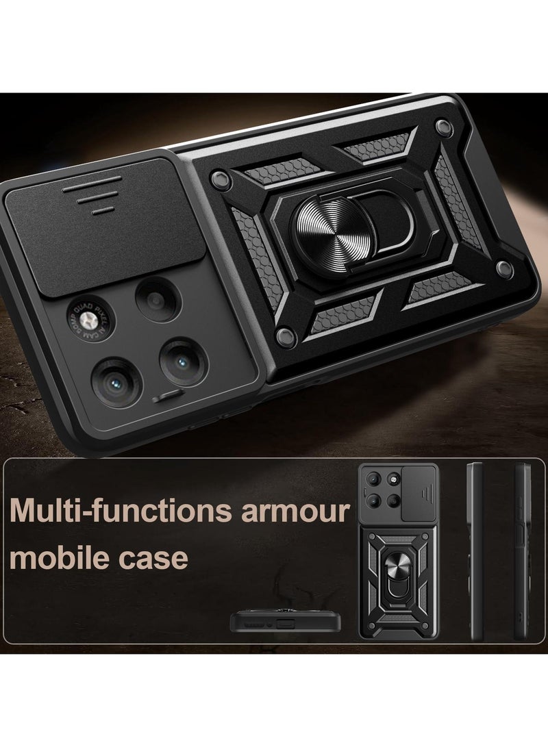 Case Cover Shockproof Protective Case with Camera Protection and Metal Ring Compatible with  Moto G75 (Black) - Image 4