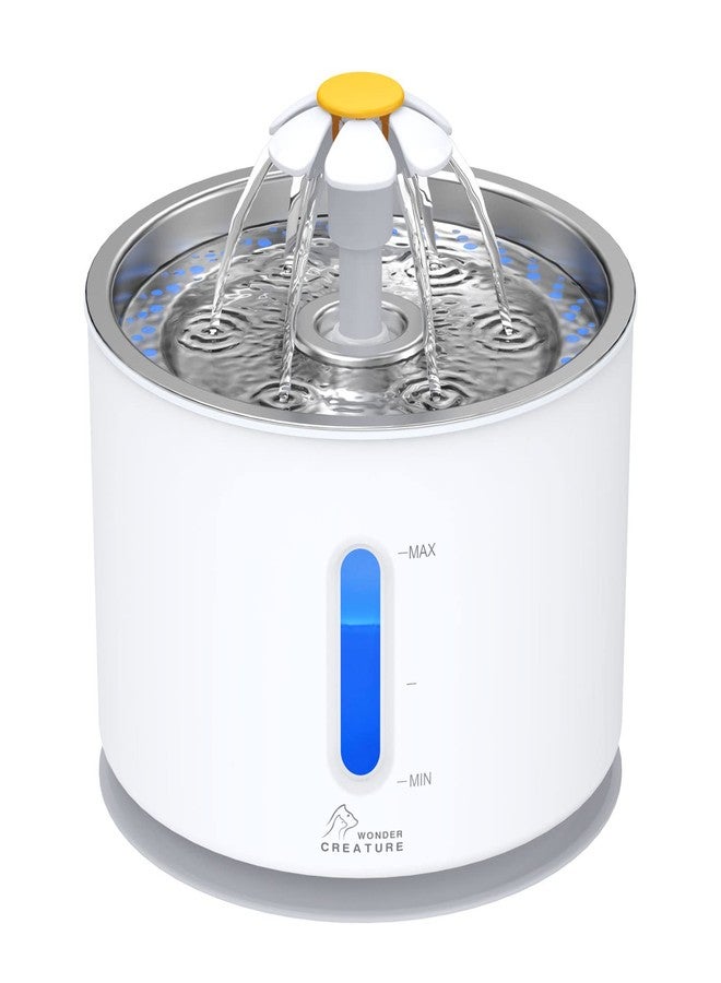 Wonder Creature Cat Water Fountain with Stainless Steel Lid, 2.4L/81oz Automatic Cat Fountain with LED Light and Water Level Window for Cats and Dogs - Image 1