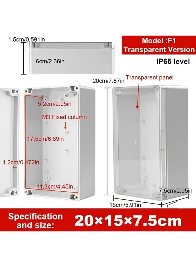 صندوق كهرباء خارجي مقاوم للماء بغطاء شفاف لمعدات الكابلات - Image 1