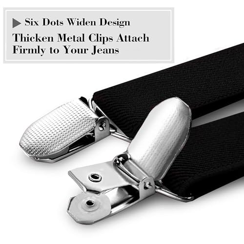 habibee Suspender and Bow Tie Set for Men Adjustable Braces with Y Back, Diverse Colors, Strong Clips (1, Black) - Image 4