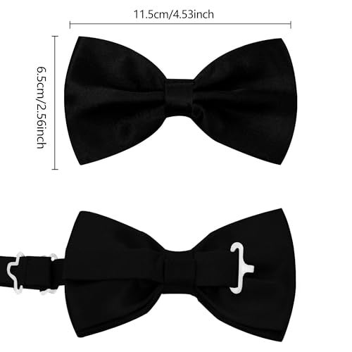 habibee Suspender and Bow Tie Set for Men Adjustable Braces with Y Back, Diverse Colors, Strong Clips (1, Black) - Image 2