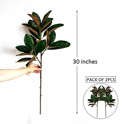 Olivachel Artificial Magnolias Branches Faux Rubber Tree Leaves Long Stem Real Touch for Home Indoor Outdoor Decor (Green, Pack of 2pcs) - Image 5
