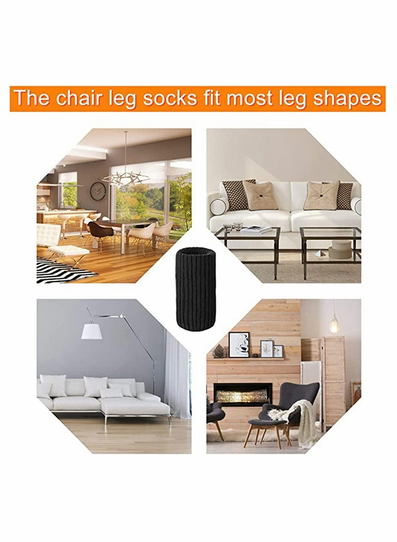 KASTWAVE 16 Pcs Chair Leg Socks High Elastic Knitted Floor Protectors Thickening Furniture Socks Black Covers Set Move Easily and Reduce Noise  - Image 5