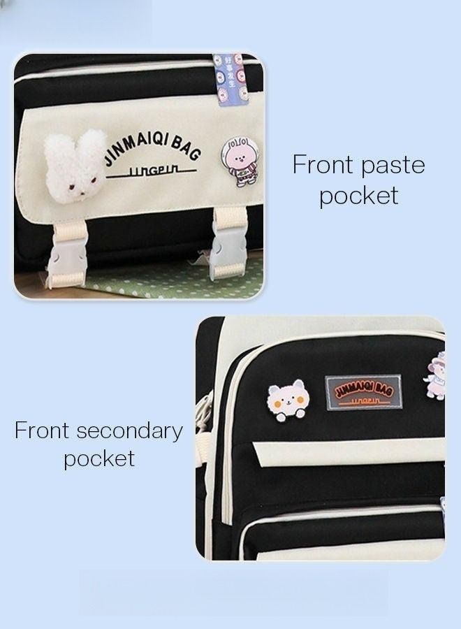 ميكسد مجموعة من خمس قطع من حقيبة الظهر أشكالها حديثة من قماش أكسفورد حقيبة الظهر للمدرسة الثانوية النسائية سعتها كبيرة - Image 4