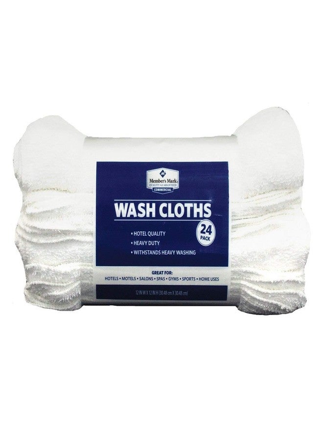 Members Mark Member's Mark Commercial Washcloth, White (Set of 24) - Image 1