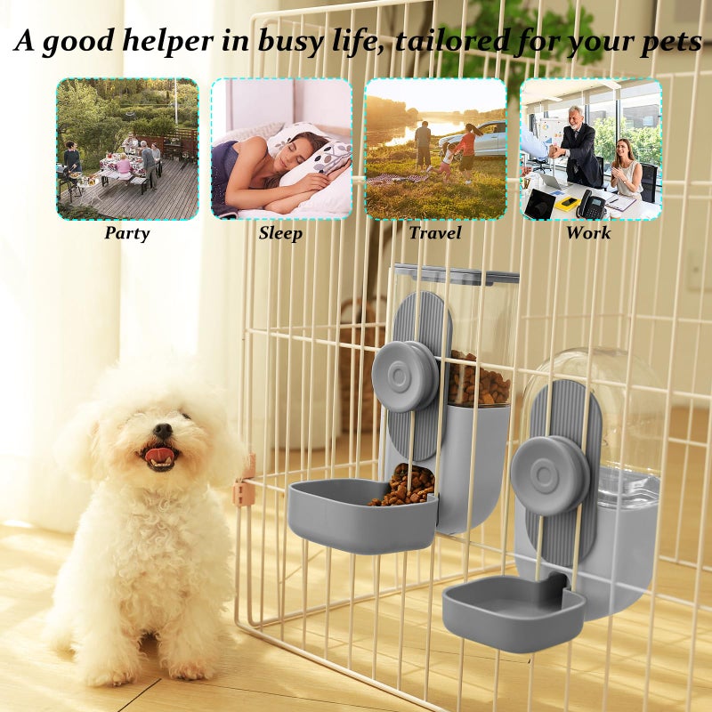 Kenond Hanging Automatic Food Water Dispenser, 35oz Rabbit Feeder Guinea Pig Water Bottle Feeder for Ferret Guinea Pig Rabbit Bunny Cage Accessories(Gray) - Image 5