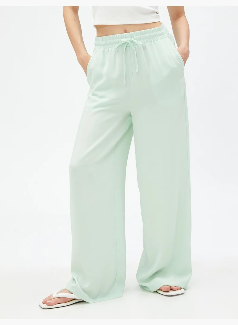 KOTON Drawstring Pocket Wide Leg Trousers