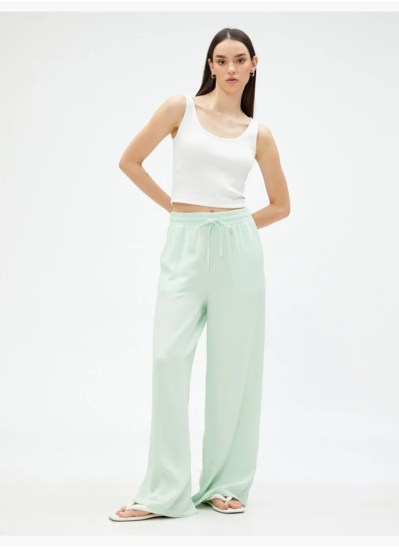 KOTON Drawstring Pocket Wide Leg Trousers