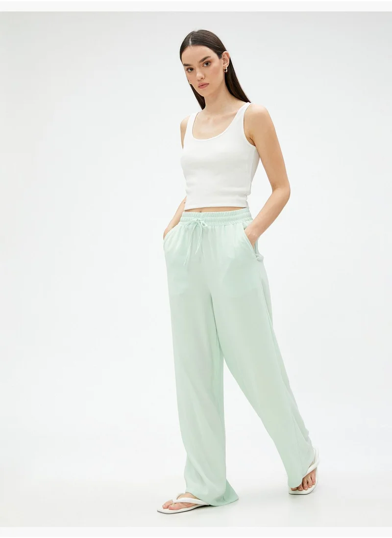 KOTON Drawstring Pocket Wide Leg Trousers