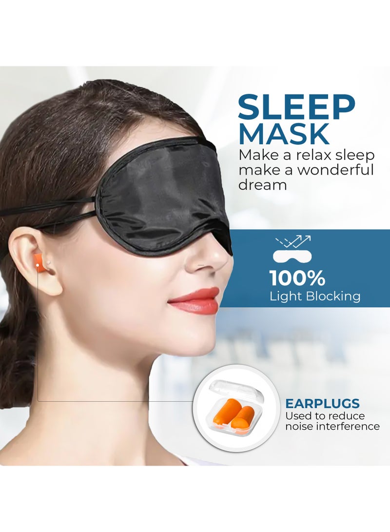 مزاجك وسادة رقبة للسفر مع غطاء للعين وسدادات للأذن، وسادة دعم الرأس من إسفنج الذاكرة النقي للطائرة والسيارة والمنزل، وسادة ناعمة لتخفيف آلام الرقبة والكتف للسفر والنوم - Image 4