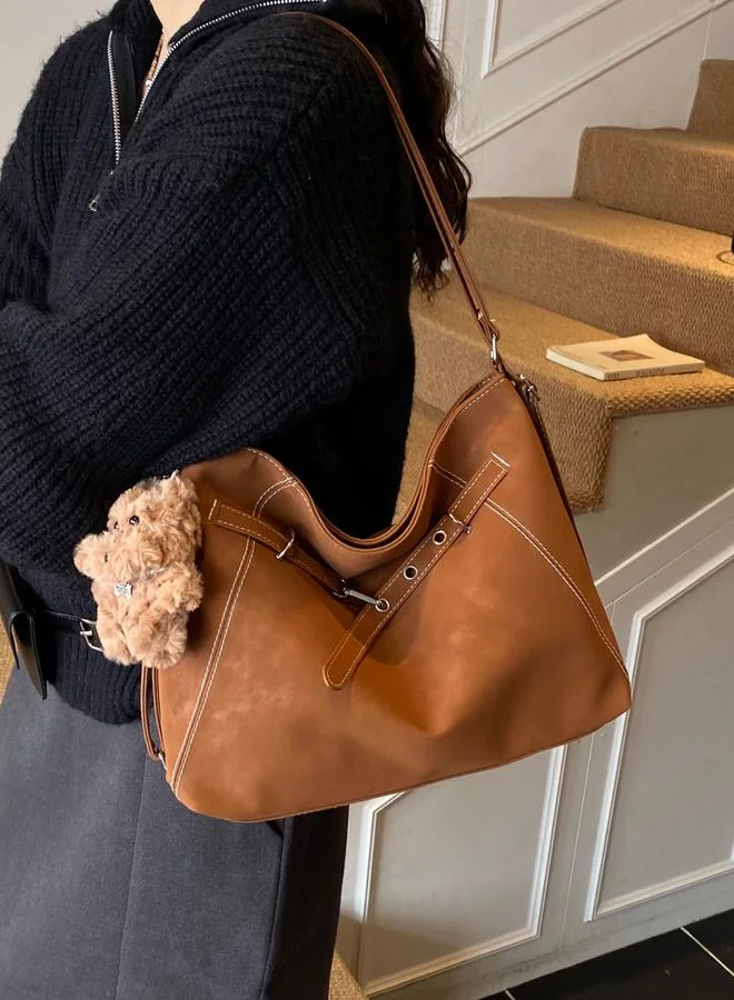 تايك تو Brown Faux Leather Shoulder Bag