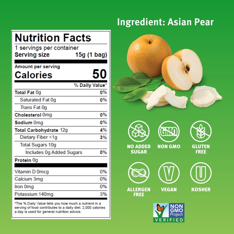 Crispy Green Natural Freeze-Dried Fruit, Pear Single-Serve, No Sugar Added, 0.53 Ounce (Pack of 12) - Image 2