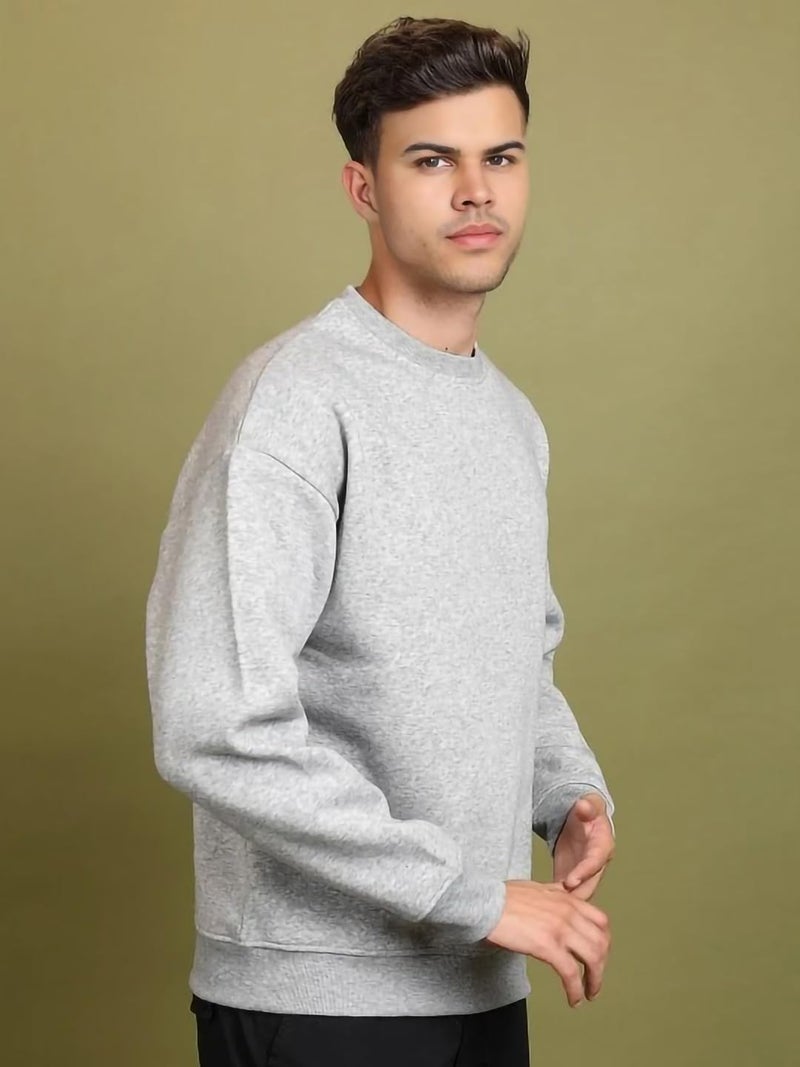 FYLTR Men's Solid Sweatshirt | Regular Fit | Casual Winter Sweatshirt for Men | Grey | 2XL - Image 2