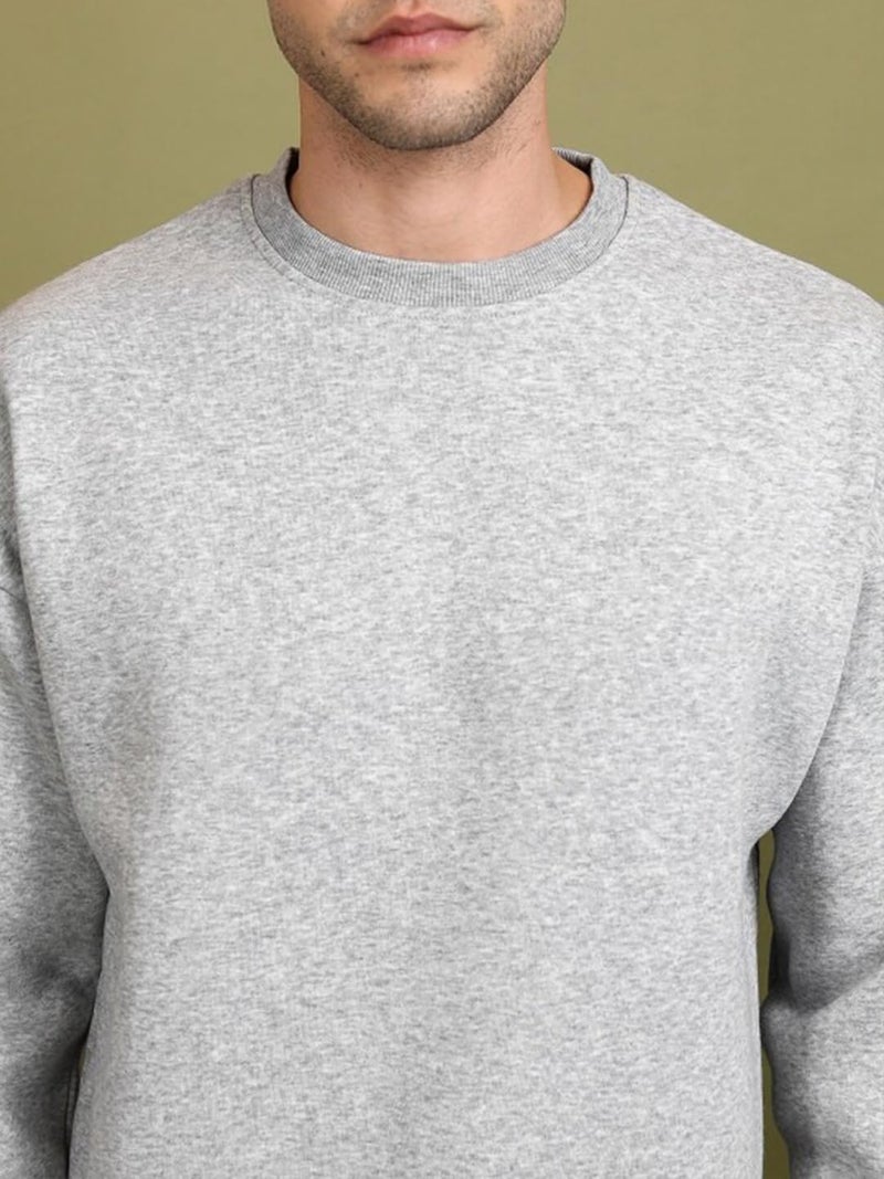 FYLTR Men's Solid Sweatshirt | Regular Fit | Casual Winter Sweatshirt for Men | Grey | 2XL - Image 4