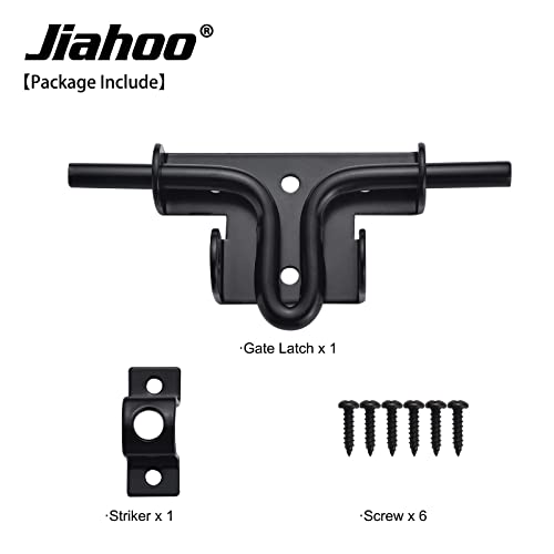 JIAHOO Slide Bolt Gate Latch, Heavy Duty Door Lock with Padlock Hole, Sliding Bolt Latch Hardware for Wooden Fence, Shed Door, PVC Fence, Barn Door, Thickened Steel, Black Finish - Image 4