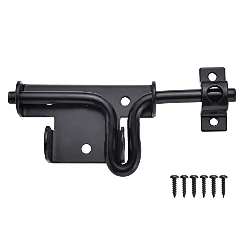 JIAHOO Slide Bolt Gate Latch, Heavy Duty Door Lock with Padlock Hole, Sliding Bolt Latch Hardware for Wooden Fence, Shed Door, PVC Fence, Barn Door, Thickened Steel, Black Finish - Image 1