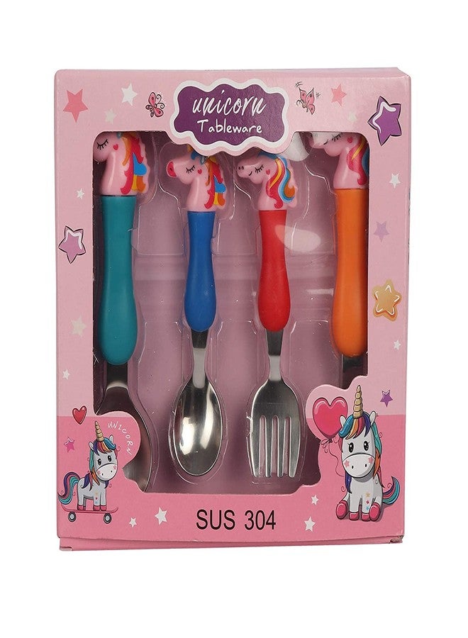 SAMVARDHAN Unicorn Family Baby Spoon and Fork Cutlery for Babies and Kids - Stainless Steel (Multicolour) - Image 3