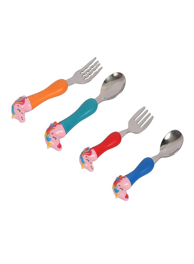 SAMVARDHAN Unicorn Family Baby Spoon and Fork Cutlery for Babies and Kids - Stainless Steel (Multicolour) - Image 2