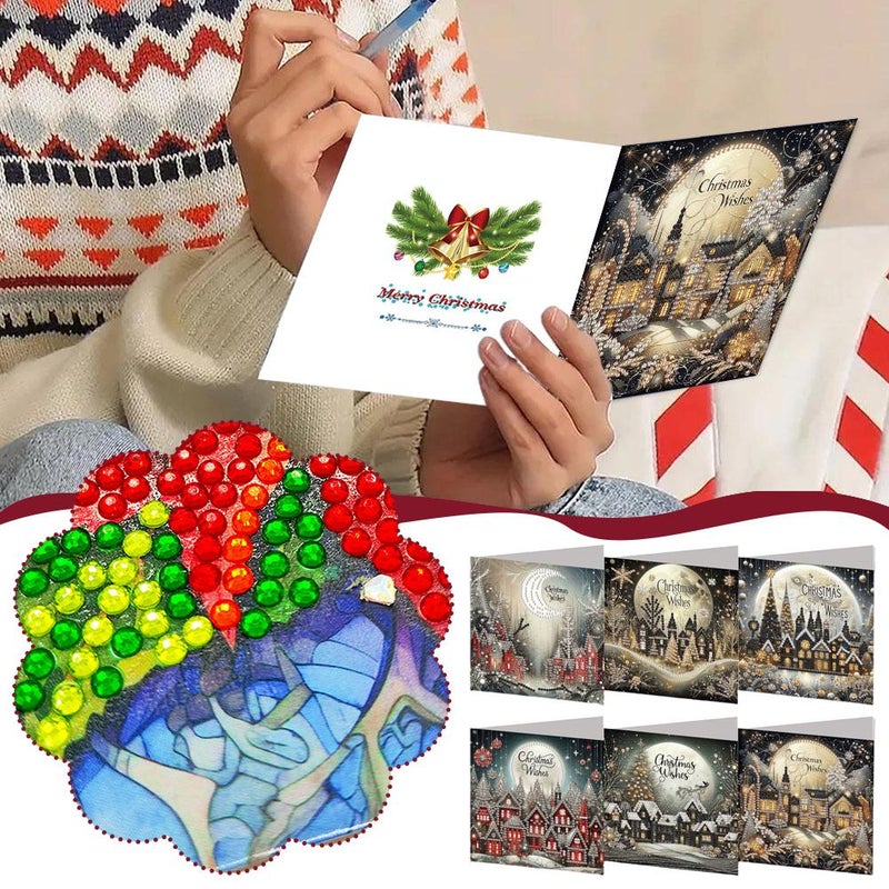 6-piece delivery package, creative diamond design series, Christmas card cover, blessing gift, in stock. - Image 3