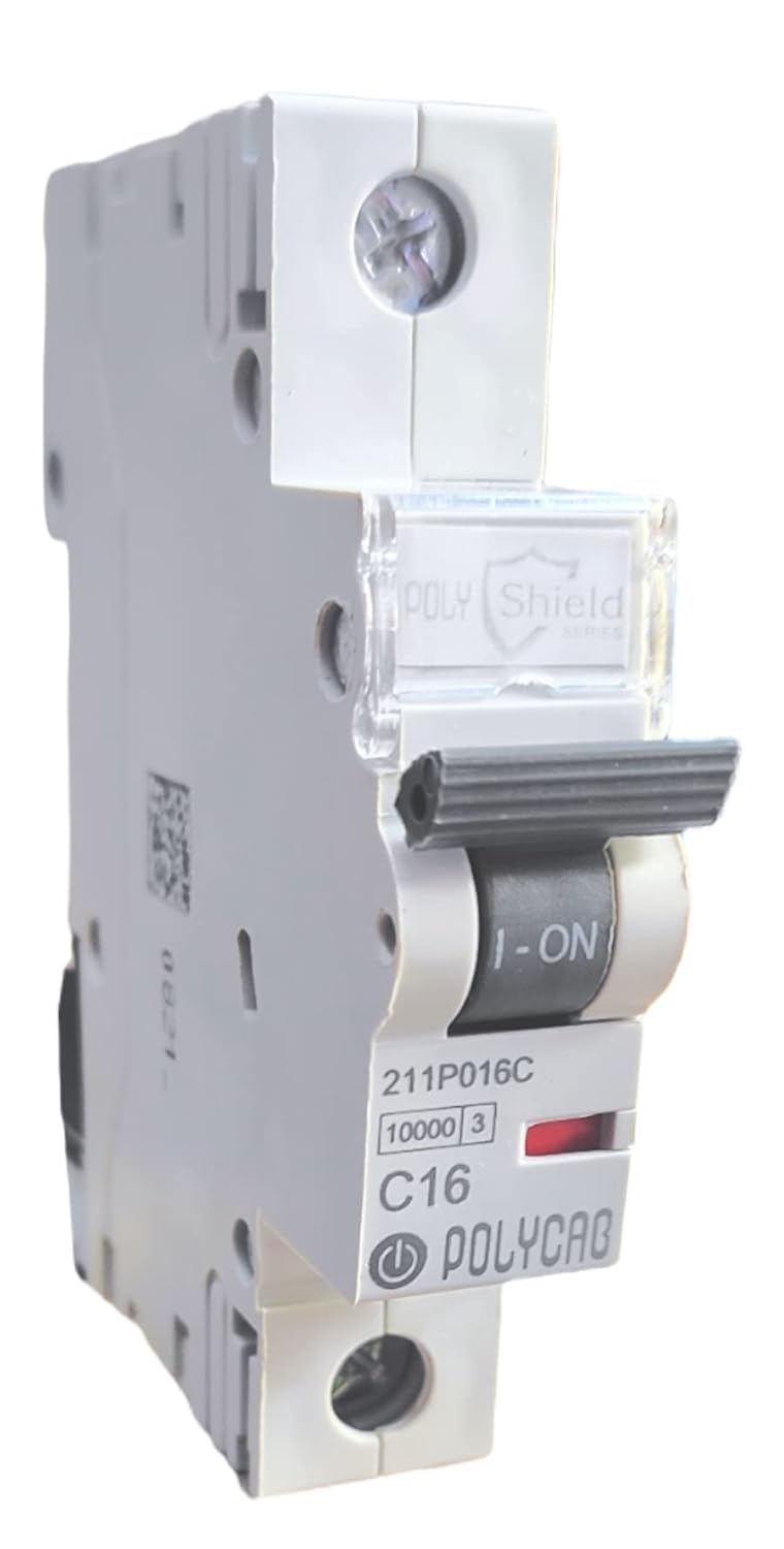 Polycab PVC Plastic 16 Amp SP Mini MCB Single Pole C Curve Low Voltage Miniature Circuit Breaker White - Image 3