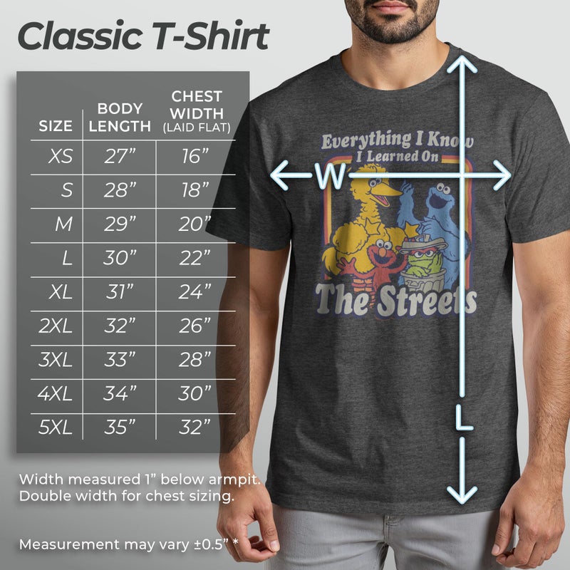 Fifth Sun Men's Sesame Street Everything I Know I Learned on the Streets T-Shirt - Charcoal Heather - Large - Image 5