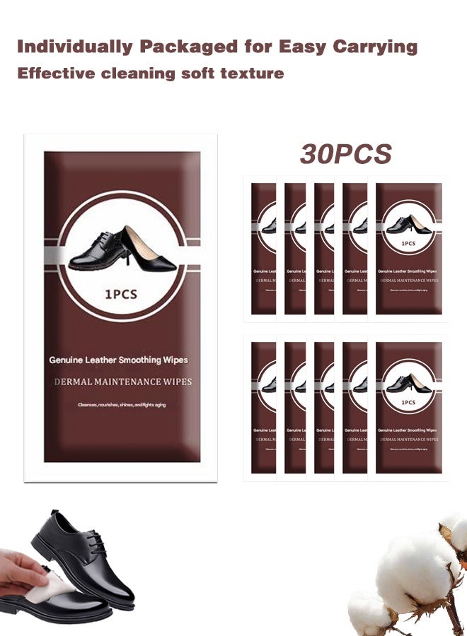 Sweet Life 30PCS Leather Shoe Wipes, Independent Packaging, Leather Wipes for Clean & Restore, Leather Cleaner and Conditioner for Shoes, Boots, Bags & Car Interior - Image 1