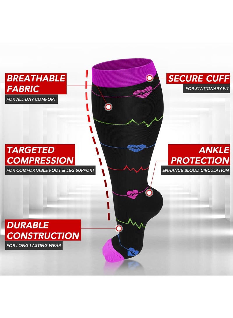 Sweet seven جوارب ضغط داعمة للساقين العريضة: عبوة 3، 20-30 مم زئبقي، للرجال والنساء. جوارب طبية عالية الساق بحجم كبير. - Image 4