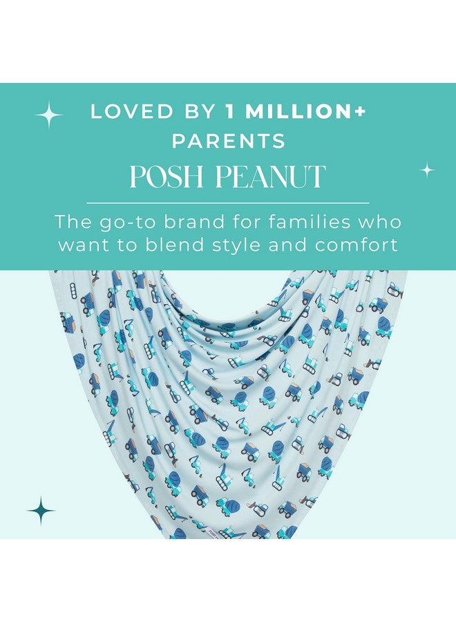 Posh Peanut Baby Swaddle Blanket & Beanie - Matching Newborn Swaddle Set, Doubles As Receiving Blanket or Nursing Cover (Construction Cars) - Image 5