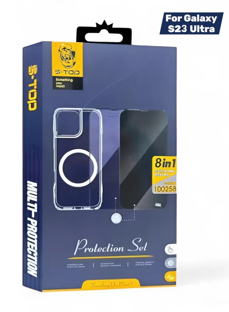 اس-توب بكج الحماية الكاملة الجديد لـ سامسونج جالكسي اس 23 الترا (Galaxy S23 Ultra) مع كفر يدعم الشحن اللاسلكي (MagSafe) حماية كاملة لجهازك ضد الخدوش والسقوط, الكل في واحد (ALL IN ONE), البكج الأصلي من S-TOP - Image 4