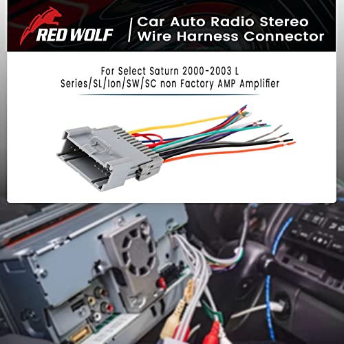 RED WOLF Radio Wiring Harness for Select Saturn 2000-2005 L Series/SL/Ion/SW/SC 70-2002 Stereo Wire Connector Plug Non Factory AMP Amplifier - Image 2