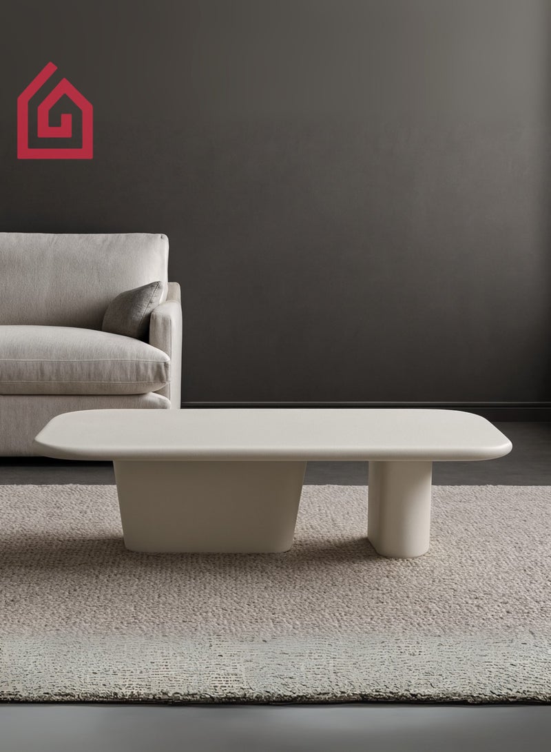 Karnak Lume Designer White Coffee Table – Luxury Modern Rectangular Center Table with Dual Pedestal Base for Living Room, Lounge & Home Décor UAE - Image 4