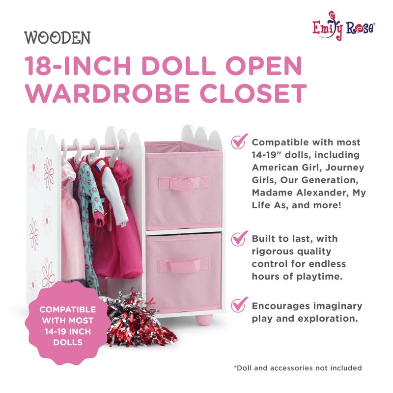 إميلي روز خزانة ملابس مفتوحة للدمية مع علّاقة - Image 3