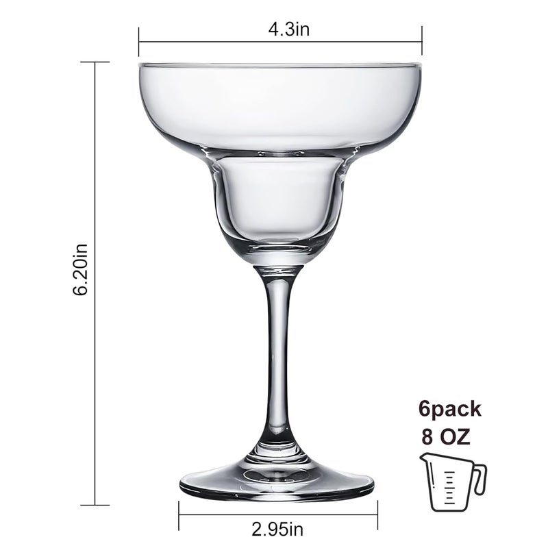 Ufrount Ufrount Margarita Glasses Set of 6Clear 8oz Martini Cocktail GlassesClassic Diaquiri Glasses Elegant Martini Glassware for MartiniMai TaiMojitoPalomaDessertMixed Drinks  - Image 2