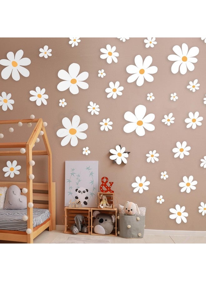 MAFOX Classic Style Daisy Wall Decal - 12 Sheets of Big White Vinyl Flower Wall Stickers - Daisy Decor Ideal for Kids Girls Nursery, Playroom, Bedroom, and Living Room - Peel and Stick Floral Stickers - Image 1