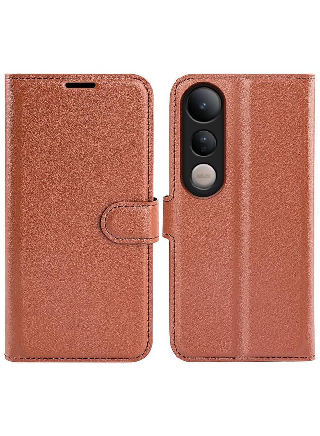 إيروريكس جراب لهاتف vivo V50 Lite 5G، جراب هاتف جلدي أفقي قابل للطي مع حامل، من نسيج الليتشي - Image 1