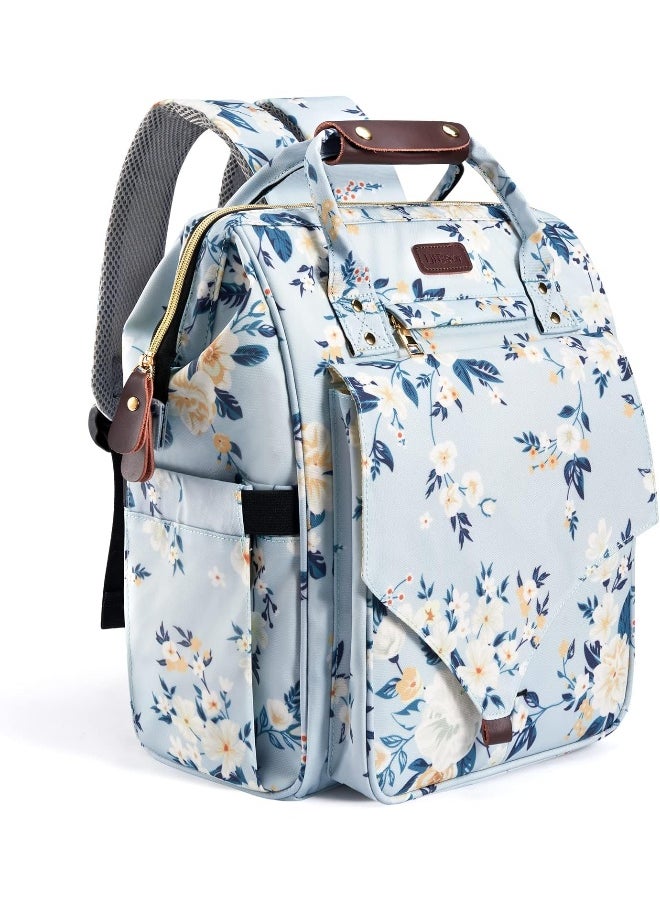 LitBear LitBear Diaper Bag Backpack, Fashion Large Capacity Multifunction Nappy Bags, Blue & Floral, X-Large, Latest Fashion in 2022  - Image 1