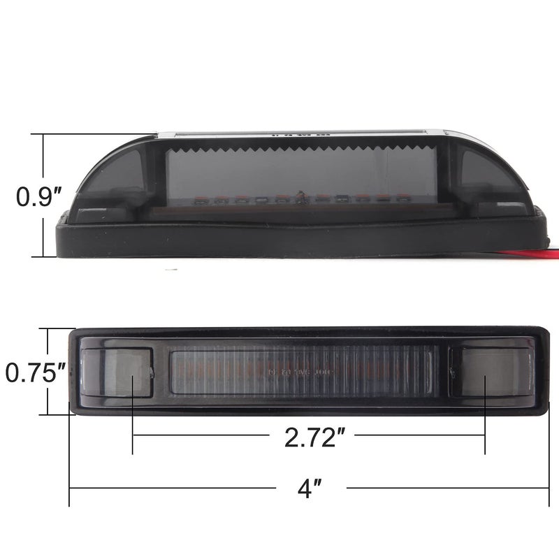 Partswcgg مجموعة أضواء علامة الشبك الأمامي LED بقطر 4 إنش، 4 قطع أضواء LED كاملة بقطر 4 إنش للسيارات والشاحنات، 4"x1" شريط إضاءة للمركبات الترفيهية والقوارب 12 فولت - Image 4