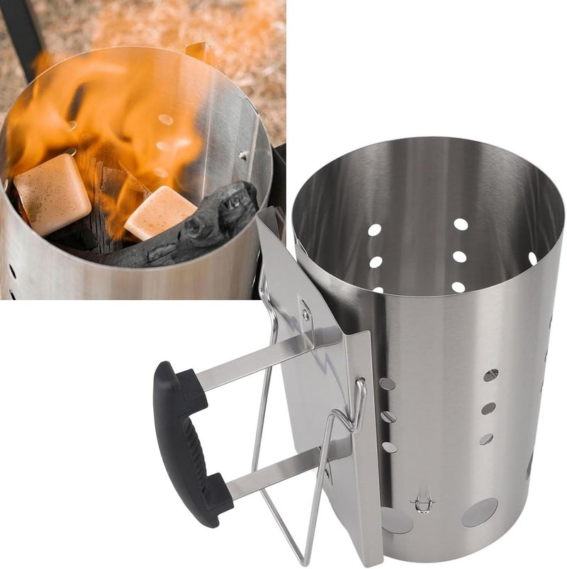 Zerodis Stainless Steel Chimney Starter BBQ Grill Lighter Barbecue Starter Grilling, Lightweight and Portable, Efficient Starting, Wide Range of Use, Multi Functional Use. - Image 3