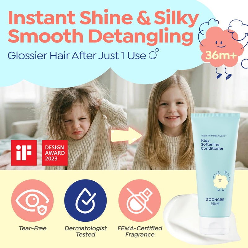 GOONGBE Kids Detangling Conditioner â€“ Silicone-Free Softening for Frizzy Tangle-Prone Hair â€“ Lightweight Non-Greasy with Triple Oil Complex (Macadamia, Sunflower, Oat), Allergen-Free 6.76 fl oz - Image 2