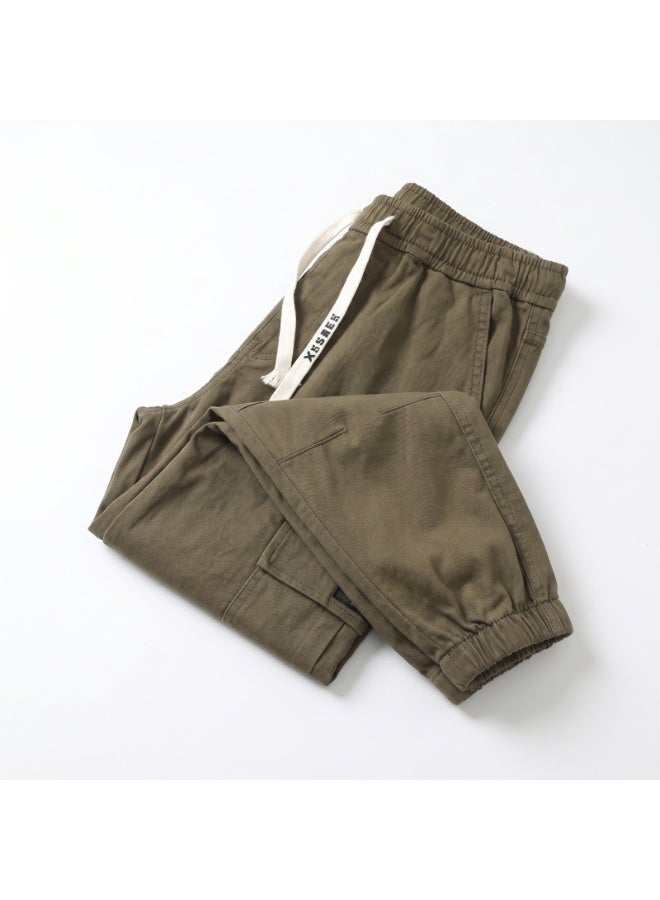 Premium Cotton Cargo Jogger Pants for Men Multi Pocket Elastic Waist Gym Athletic Sweatpants Heavy Duty Tactical Casual Trousers Comfort Stretch Work Outdoor Pants Combat Cargoes for Youth - Image 5