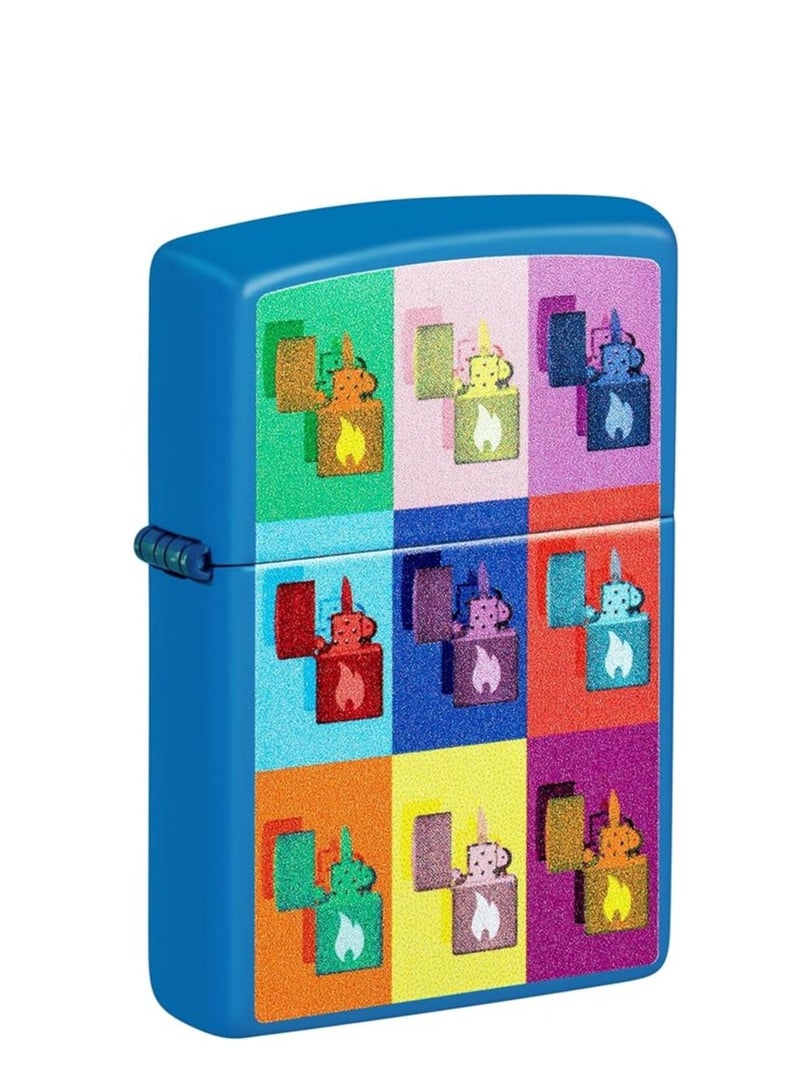 Zippo Pop Art Design Sky Blue Matte Pocket Lighter