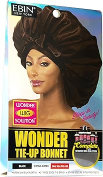 EBIN NEW YORK EBIN Wonder Wig Solution TieUp Bonnet Black Extra Jumbo - Image 2