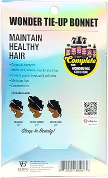 EBIN NEW YORK EBIN Wonder Wig Solution TieUp Bonnet Black Extra Jumbo - Image 4