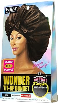 EBIN NEW YORK EBIN Wonder Wig Solution TieUp Bonnet Black Extra Jumbo - Image 3