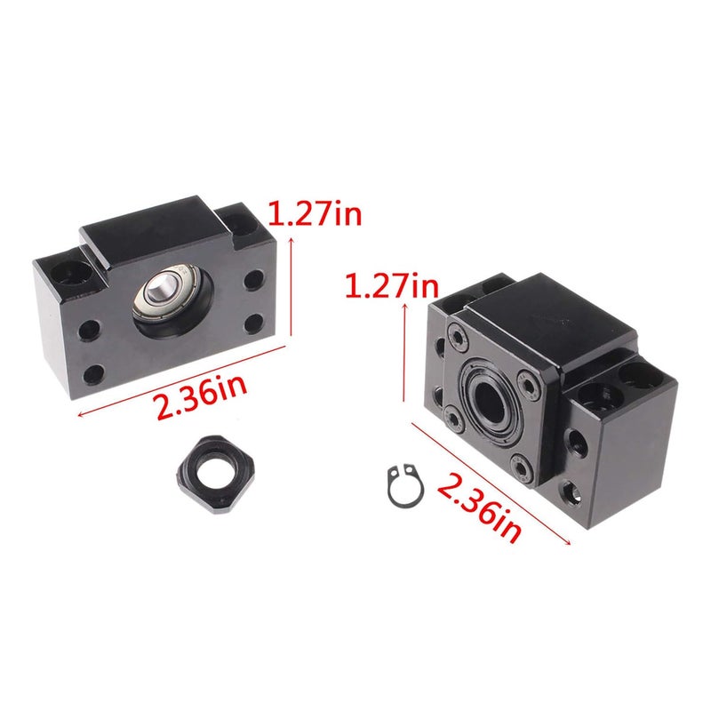 CHUANGNENG Ball Screw CNC Parts SFU1605 RM1605 16mm 500mm with Metal Deflector Ball Screw nut BK/BF12 End Supports Ball NUT HOUSINGS 1pcs Coupler with end Machining,Length Approx 19.68inch/500mm - Image 5
